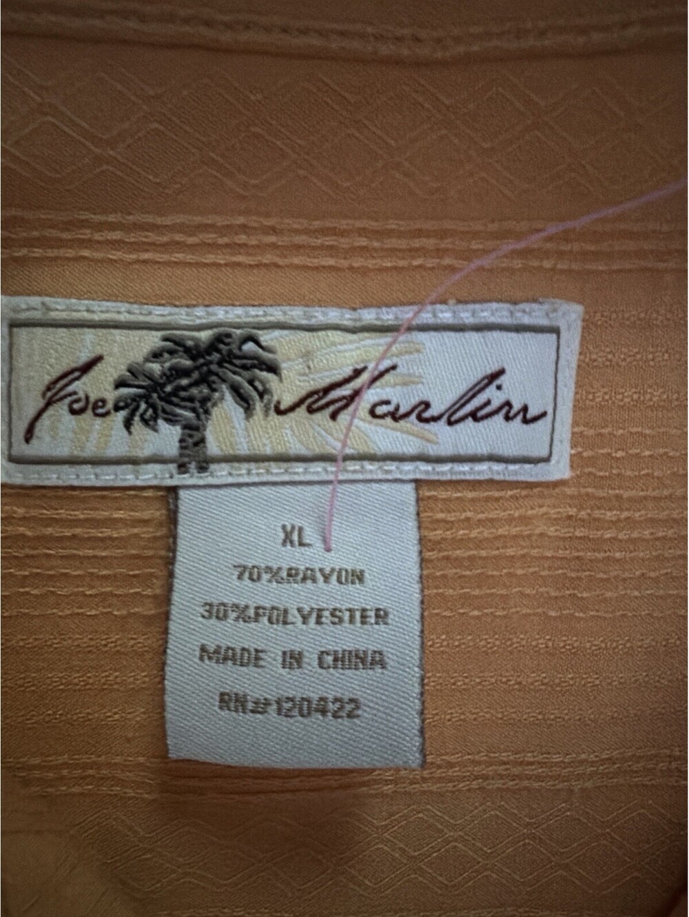 Joe Marlin Mens XL Peach Camp Shirt Rayon Blend Button Front Casual - Picture 6 of 9